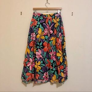 Vintage Tropical Floral Maxi Skirt